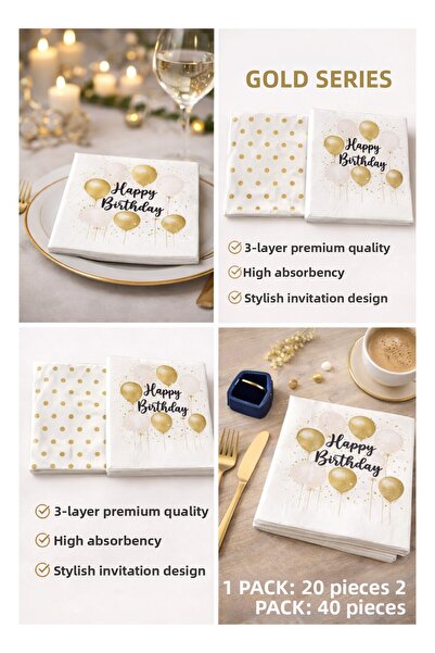 CKM silikon 2-Pack Birthday Concept Premium Napkins