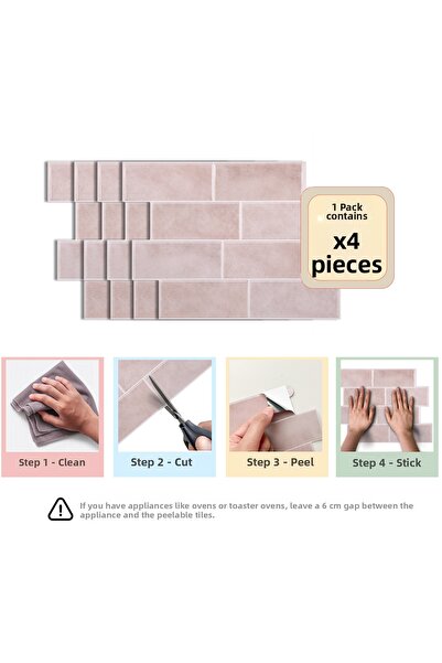 Stickez Tiles 3D Self-Adhesive Wall Tiles 29.36 cm X 21.28 cm (4 Pieces) 0.25...