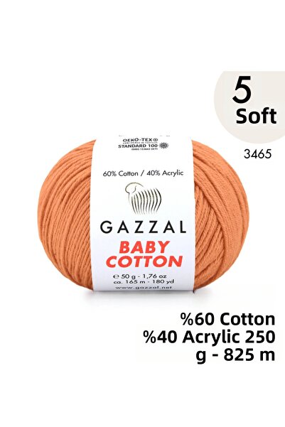 Gazzal قطن بيبي 3465 - خيط قطني خفيف ومريح لمشاريع الصيف - 5 ياماك
