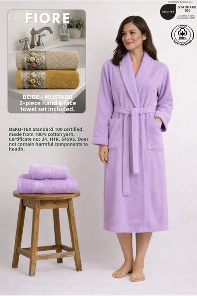 Ellaline Σετ γυναικείας ρόμπας 3 τεμαχίων 100% βαμβακερό πιστοποιημένο + FIOR...