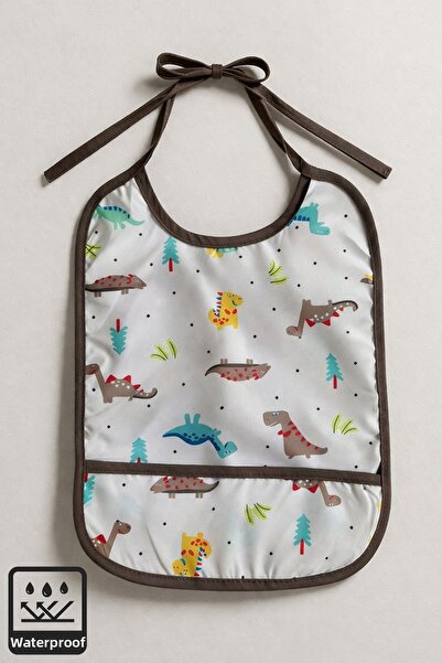 Miniel Unisex Baby Dinosaur Printed Sleeveless Pocket Detailed Liquid-Proof S...