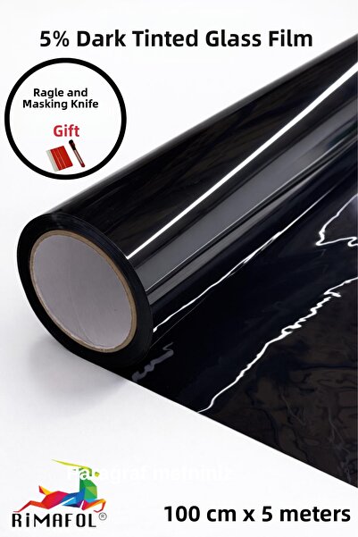 RİMAFOL 5% Μαύρο Σκούρο Τόνο Μαύρο για Σπίτι-Γραφείο-Μπαλκόνι - Μεμβράνη Τζαμ...
