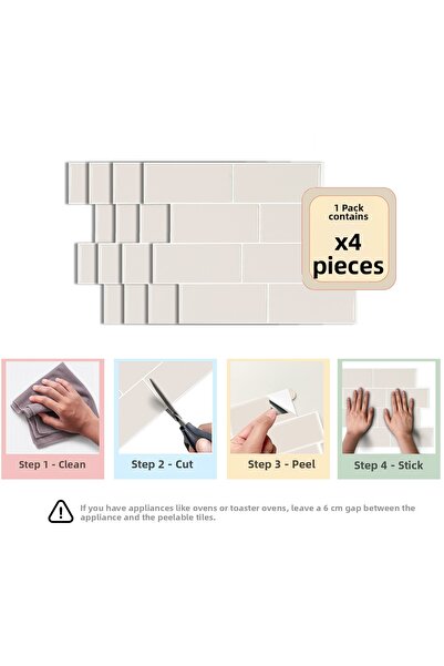 Stickez Tiles 3D Self-Adhesive Wall Tiles 29.36 cm X 21.28 cm (4 Pieces) 0.25...
