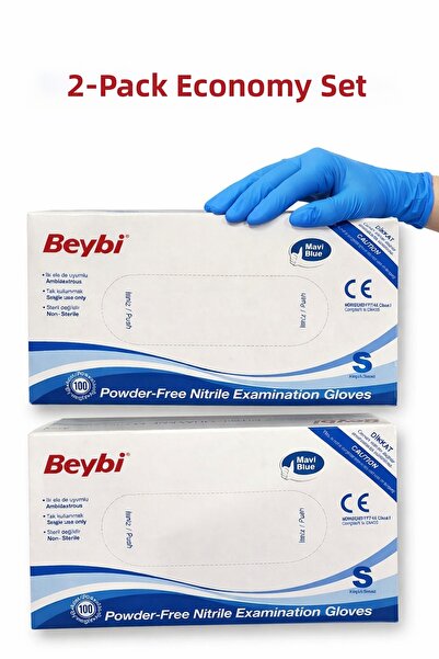 Beybi قفازات النتريل الزرقاء (2 علبة)