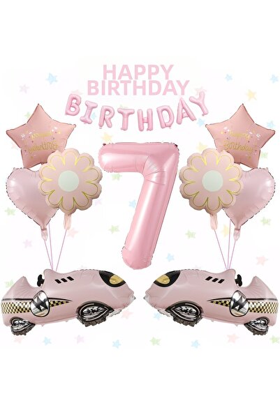 ÇITIPITISTORE Σετ μπαλονιών για πάρτι γενεθλίων με ροζ αυτοκίνητο