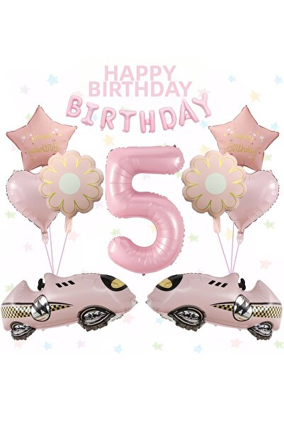 ÇITIPITISTORE Σετ μπαλονιών για πάρτι γενεθλίων με ροζ αυτοκίνητο