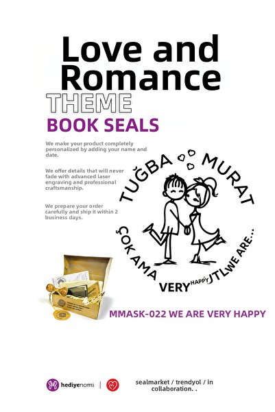 HEDİYENOMİ Mühürmarket > We Are so Happy Love and Affection Book Seal - Ex-Li...