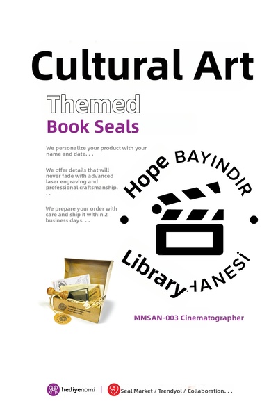 HEDİYENOMİ MühürMarket > ختم كتاب فني ثقافي بتصميم مشبك سينمائي - Ex-libris -...