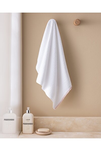 Madame Coco Πετσέτα προσώπου Camille Crocheted 100% βαμβακερή - Λευκή/Πούδρα