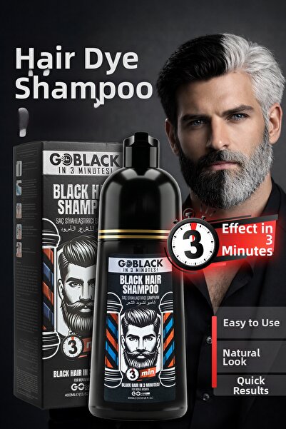 Go Black Hair Blackening White Concealing Black Shampoo Effective in 3 Minute...