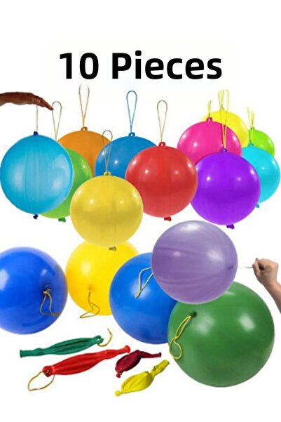 Siriderya Drawstring and Elastic Balloon Colorful Bouncy Big Punch Balloon Mixed