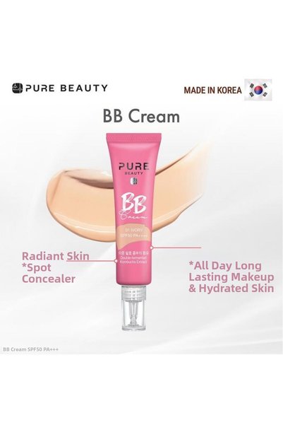 PURE BEAUTY كريم بي بي بعامل حماية من الشمس 50 ودرجة حماية ++++ بلون العاج 30 مل