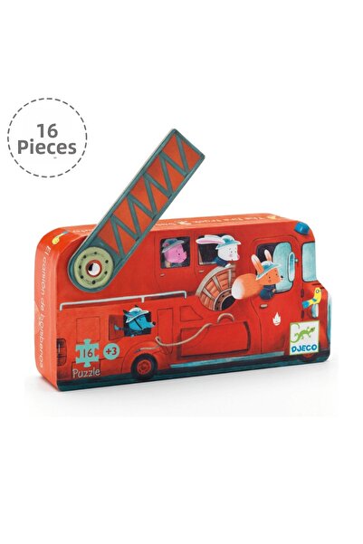 djeco Decorative Puzzle 16 Pieces - the Fire Truck