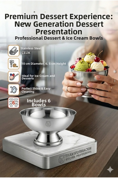 Transformacion Παγωτό Μπολ 304 Ανοξείδωτο Επαγγελματικό 6 ΤΕΜ 721649