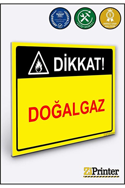 ZiPrinter انتبه! لافتة تحذير الغاز الطبيعي ديكوتا 35x50 سم