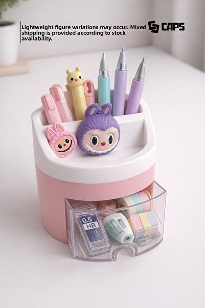 caps office منظم مكتبي لحفظ الأقلام من لابوبو مع أدراج |   11.8 × 11.8 × 13.5...