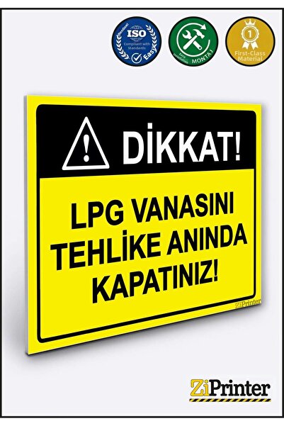 ZiPrinter انتبه! إغلاق فوري لصمام الغاز المسال عند التعرض للخطر! لافتة تحذير ...