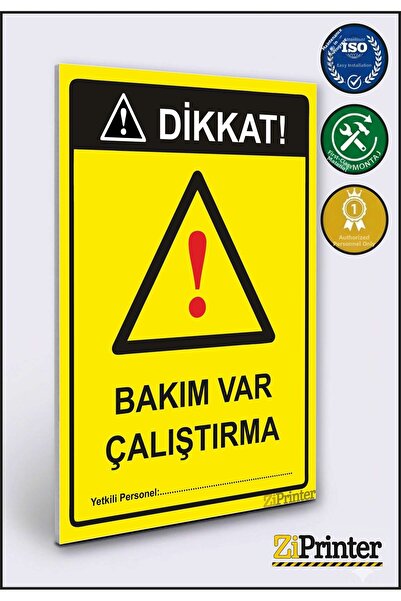 ZiPrinter انتبه! لافتة تحذيرية للصيانة والتشغيل isg Dekota مقاس 50x70 سم