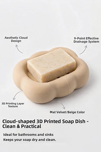 StudioAslanDesign حامل صابون على شكل سحابة مطبوع بتقنية ثلاثية الأبعاد – أنيق...