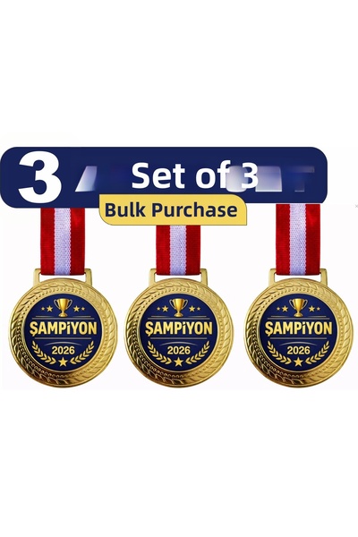 Miro Toys 3 τεμάχια Μετάλλιο Πρωταθλητών 2026 – Σετ βραβείων τουρνουά ποδοσφα...