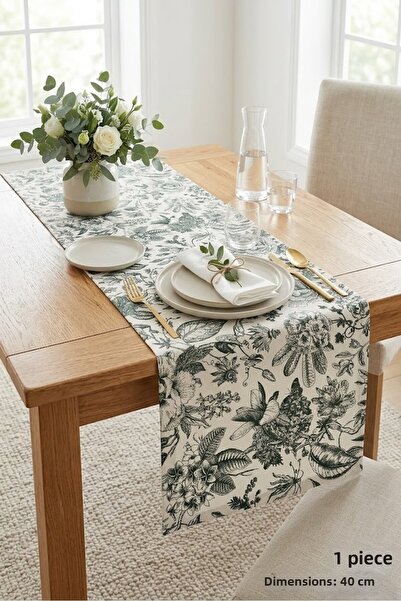 Rona Home Πράσινο Floral Premium Υφασμάτινο Τραπεζομάντιλο - Ανθεκτικό στους ...