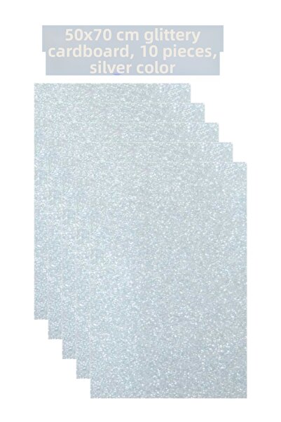 SEYFİKİRTASİYE 50x70 cm glittery cardboard 10 pieces silver color