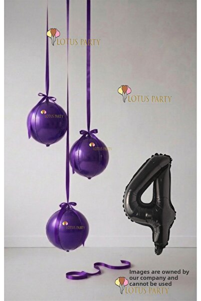 LOTUS PARTY مجموعة بالونات أرجوانية - بالون على شكل كرة أرضية - بالون على شكل...