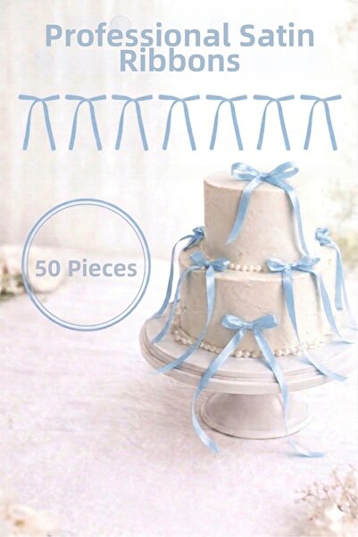Mavi Masal 50 τεμάχια μακριά σατέν κορδέλα με φιόγκο |   Διακόσμηση Τούρτας, ...