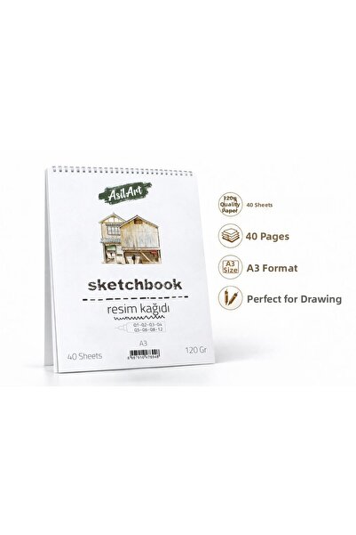 Artdesign Top Spiral A3 Sketch Pad 120Gr Drawing Notebook 40Yp