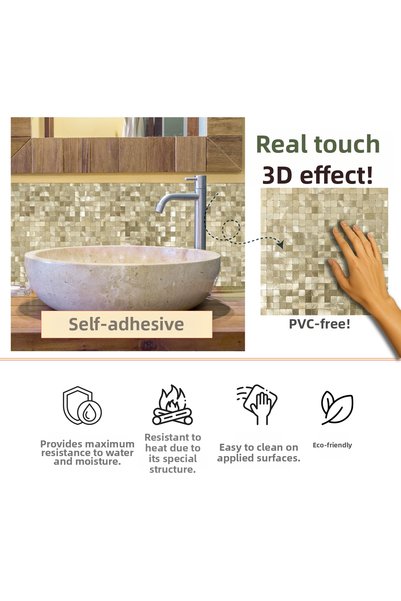 Stickez Tiles 3D Self-Adhesive Metal Composite Wall Tile 30 cm X 30 cm (2 Pieces - 0.18 m²)