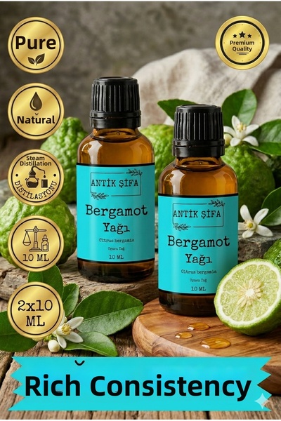 Antik Şifa &100 زيت البرغموت العطري النقي - غير مخفف (2x10 مل)