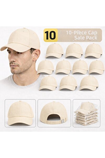 moda nokta Βασικό Καπέλο - μπεζ 100% Βαμβακερό Γαμπαρντίν Μοντέλο Unisex 10 τ...