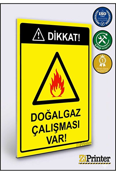 ZiPrinter انتبه! يوجد عمل على الغاز الطبيعي! لافتة تحذير ديكاتا 25x35 سم