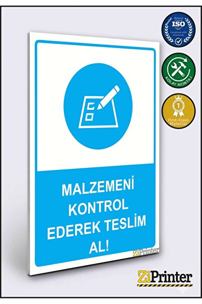 ZiPrinter تحقق من المواد وخذها! لافتة تحذير isg ديكوتا 15x20 سم
