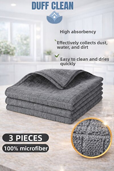 DUFF CLEAN ( 3 Pieces ) Microfiber Kitchen Cleaning Cloth 40*40 Cm Stain Resi...