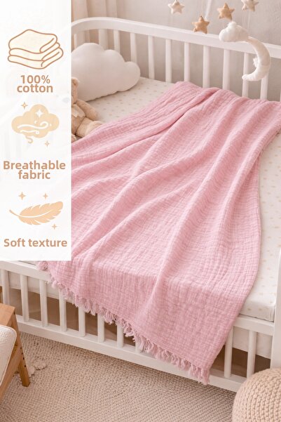 CESSTORE 100% Cotton 4 Layer Muslin Baby Blanket, Breathable Soft Textured Ba...