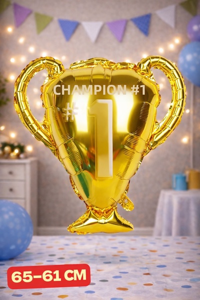 Baloncu Nene Champion Cup Race First Place Trophy Gold Trophy Foil Balloon Bi...