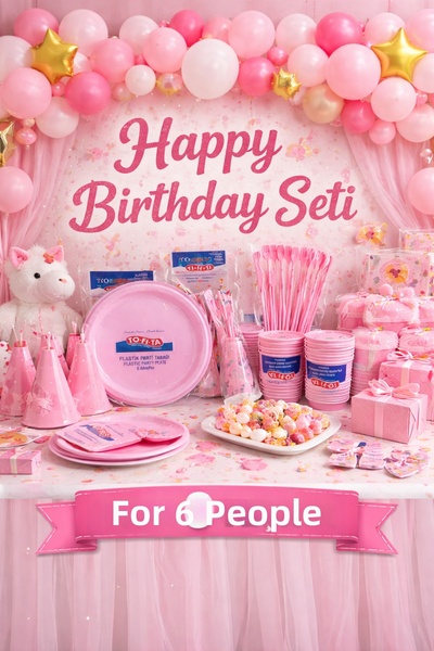 ARD Pink Birthday Party Set for 6 People – Plate, Cup, Fork, Spoon Full Set