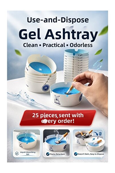 Neler Geldi Neler Set of 25 Gel Ashtrays, Odorless, Portable, Practical, Disp...