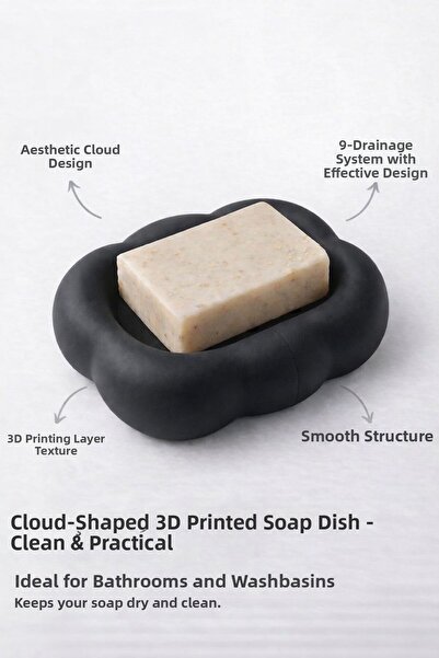StudioAslanDesign حامل صابون على شكل سحابة مطبوع بتقنية ثلاثية الأبعاد – أنيق...