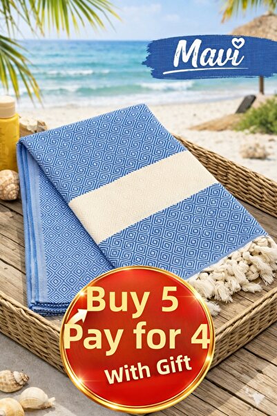 serelya Πετσέτα Παραλίας Πεστεμάλ 100% Βαμβακερή με Διαμαντένιο Σχέδιο Τουρκι...