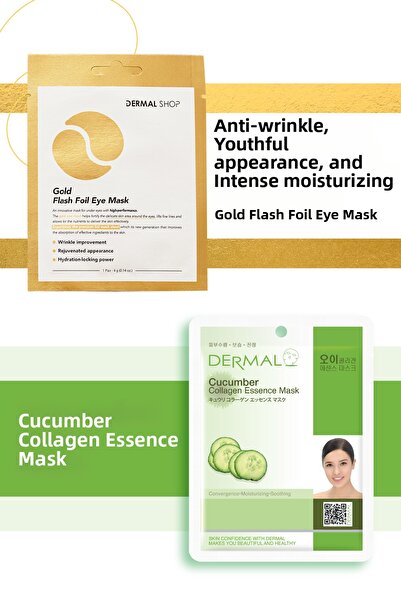 Dermal Gold 3-layer Eye Mask - Moisturizing and Smoothing, Cucumber Extract C...