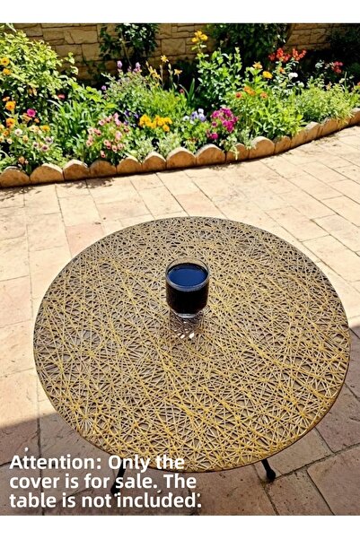 Rona Home Πολυτελές ψάθινο PVC στρογγυλό κάλυμμα τραπεζιού σαλονιού μεσαίου μ...