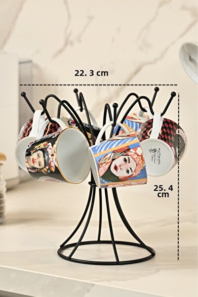 Edora Home Μαύρη κρεμάστρα ποτηριών με 6 γάντζους, οργανωτής για κούπες, από ...