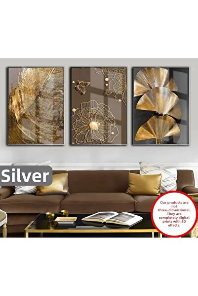 Harika bir ev Brown-Gold Stylish Floral Combination Without Embossing | Frame...