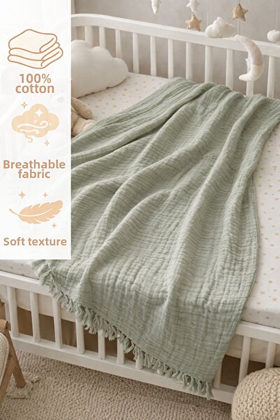 CESSTORE 100% Cotton 4 Layer Muslin Baby Blanket, Breathable Soft Textured Ba...