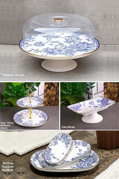 Pinkev 6 Piece Ceramic Cake Presentation Plate Set