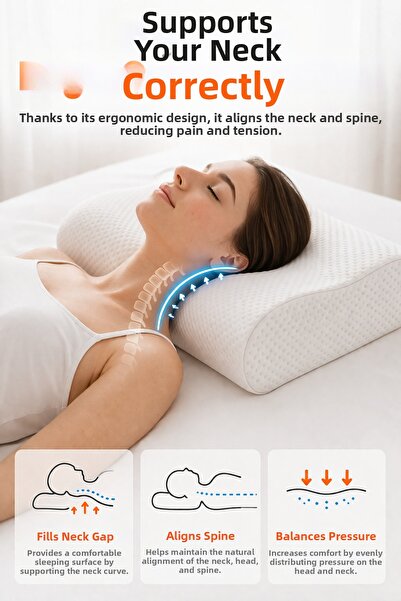 KIRLENT EV Ορθοπεδικό μαξιλάρι αυχένα Visko, Μαξιλάρι για κήλη αυχένα, μαξιλά...