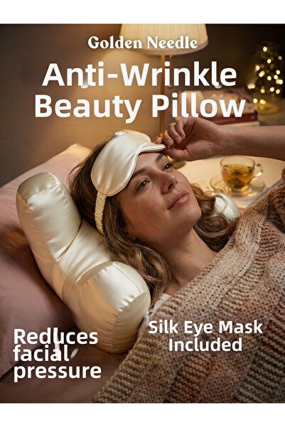 Golden Needle Μαξιλάρι ομορφιάς + Σατέν Μάσκα με Δώρο |   Σατέν κάλυμμα που μ...