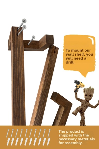 Grootland Wooden Wall Shelf/ Bathroom Shelf/ Towel Holder Walnut